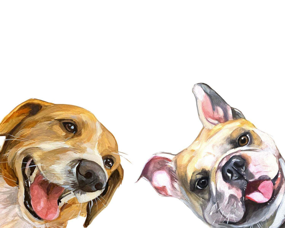 Custom Two Peekaboo Dogs Portrait
