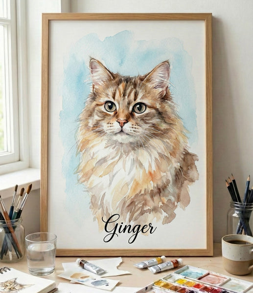 Custom Cat Portrait Cat Memorial Gift - PetPortraitsWorld