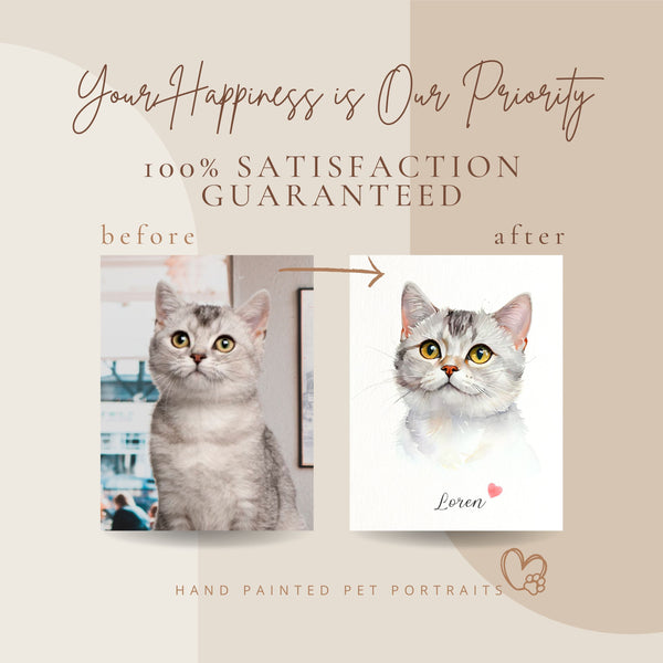 Custom Two Cat Portrait Custom Multi Pet Portrait - PetPortraitsWorld