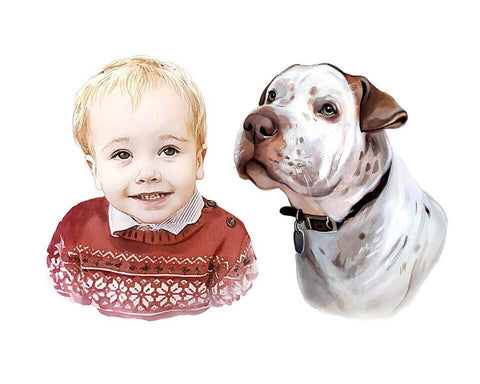 Custom Pet and Human portrait - PetPortraitsWorld